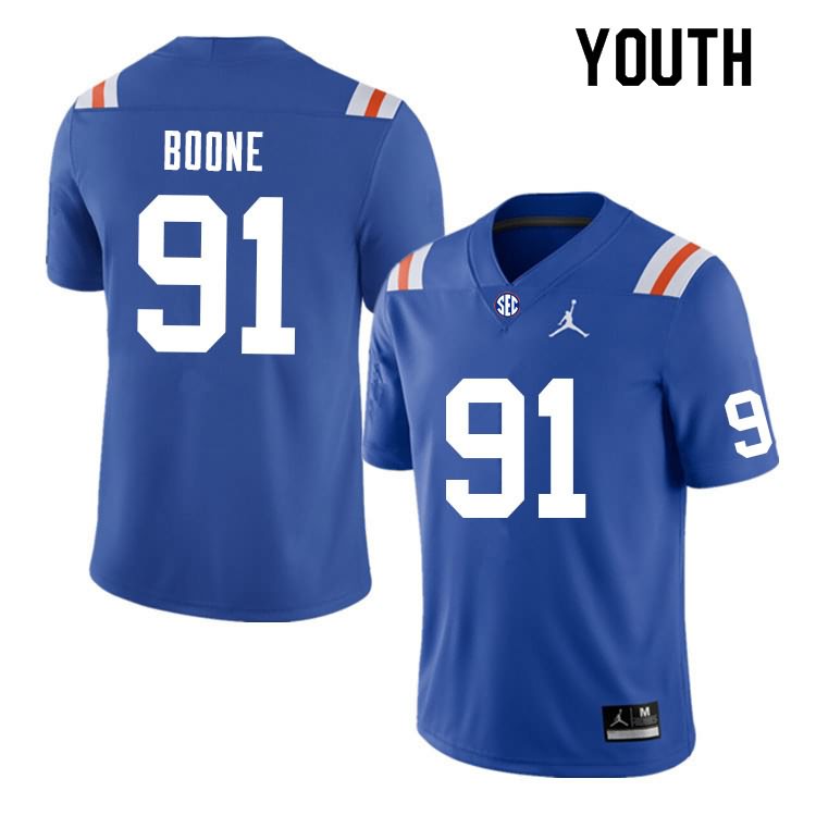 Youth NCAA Florida Gators Justus Boone #91 Stitched Authentic Nike Blue Throwback College Football Jersey RDN7265AE